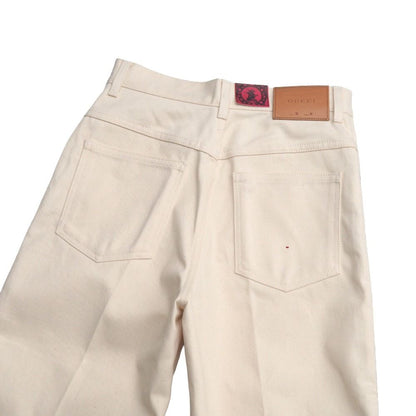Gucci Hypnotism Pants 26 Side Line White Denim GG Logo Button — view 4