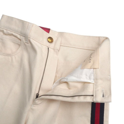Gucci Hypnotism Pants 26 Side Line White Denim GG Logo Button — view 3