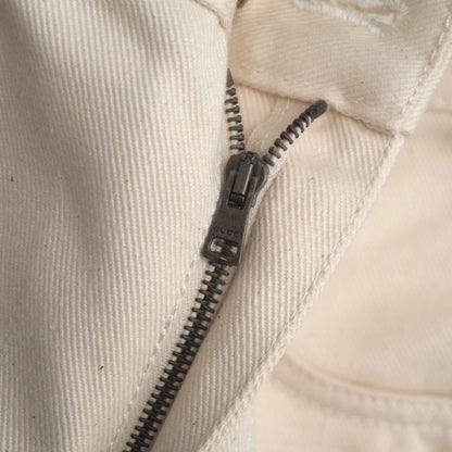 Gucci Hypnotism Pants 26 Side Line White Denim GG Logo Button — view 5