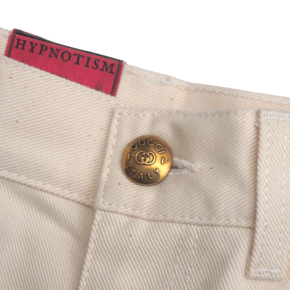 Gucci Hypnotism Pants 26 Side Line White Denim GG Logo Button — view 6