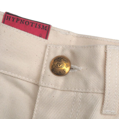 Gucci Hypnotism Pants 26 Side Line White Denim GG Logo Button — view 6