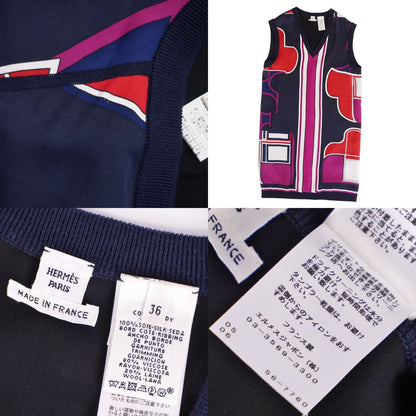 Hermes Dress Twill Lane Sleeveless Silk Ni — view 7