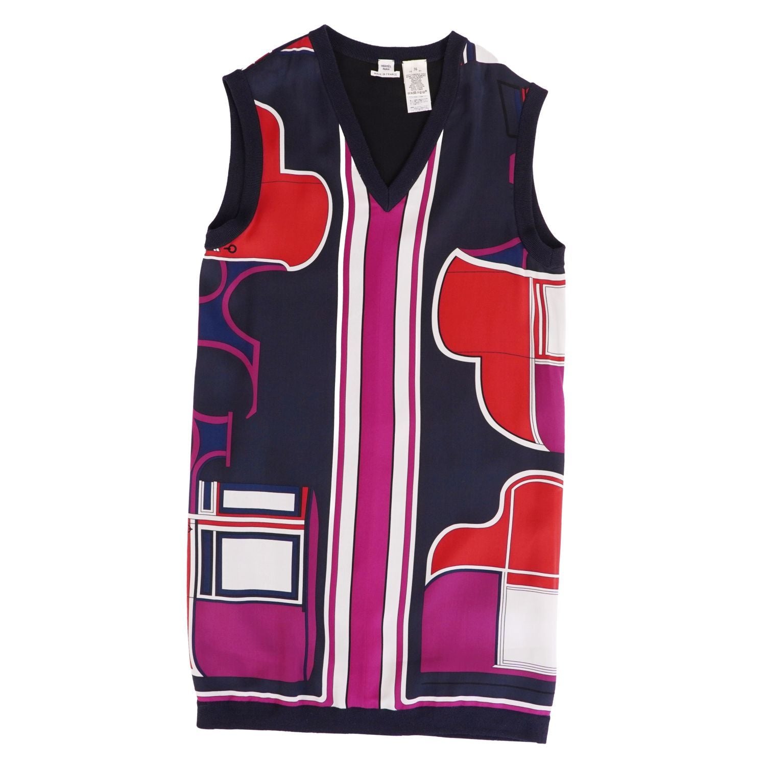 Hermes Dress Twill Lane Sleeveless Silk Ni