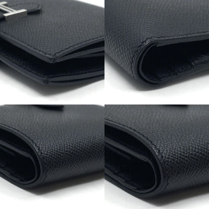 Hermes Bearn Compact Logo Wallet Coin Case Purse Black Silver — view 4