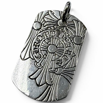 Chrome Hearts D Tag Lrg God Bless Large Dog Tag Pendant God Top Silver