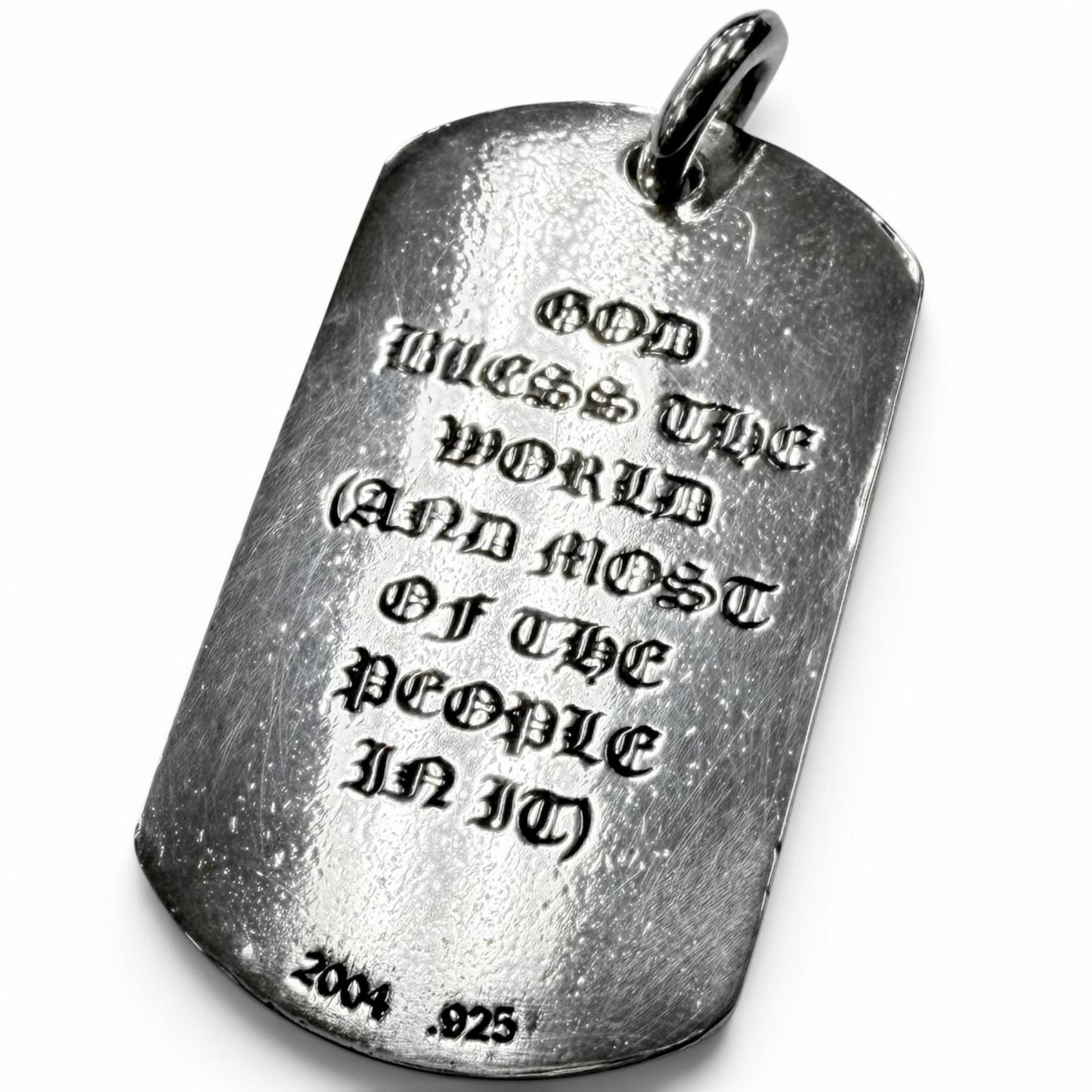Chrome Hearts D Tag Lrg God Bless Large Dog Tag Pendant God Top Silver — view 2