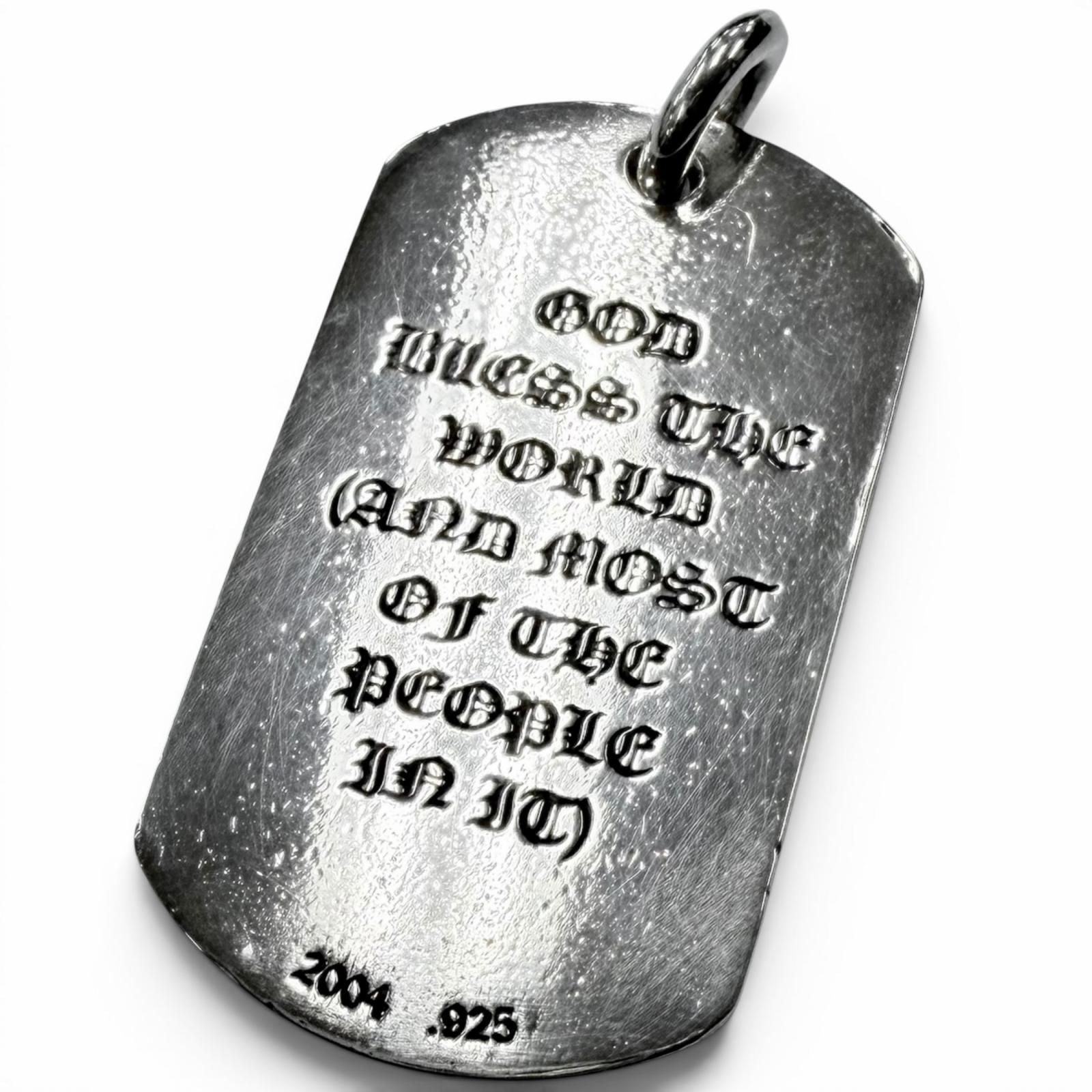 Chrome Hearts D Tag Lrg God Bless Large Dog Tag Pendant God Top Silver — view 2
