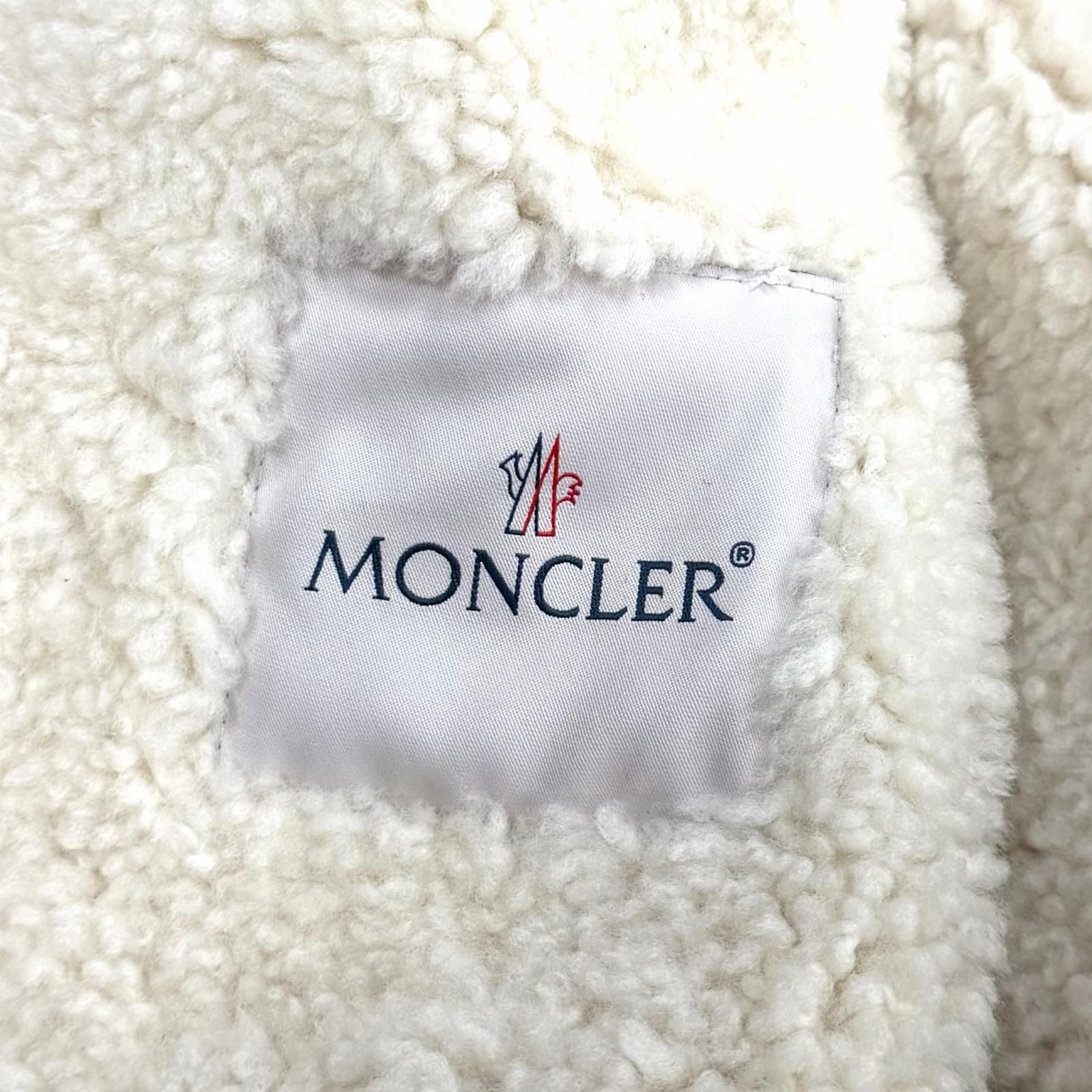 Moncler Leather Logo Patch Down Jacket Cut Replacement Shearling Rider's Brown — view 9