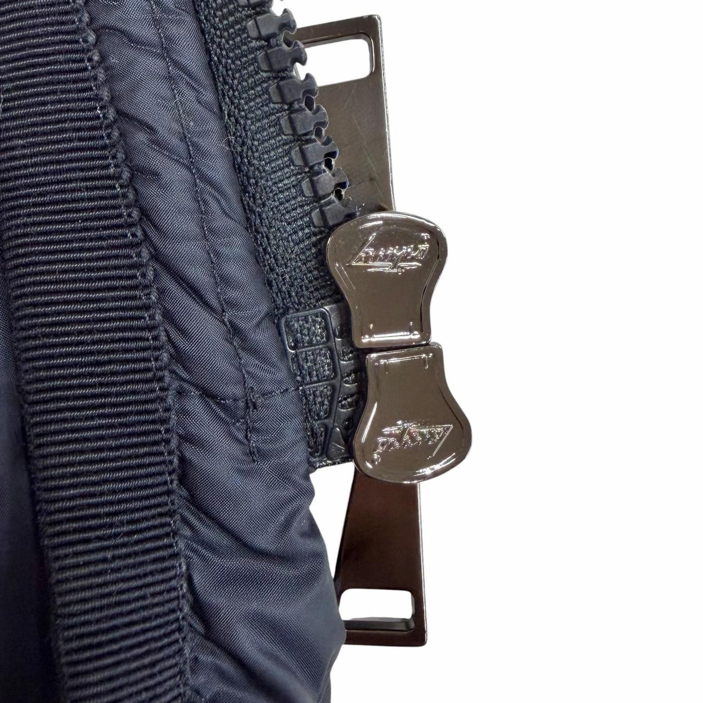 Moncler Hermine Logo Patch Hooded Double Zip Down Jacket Coat Navy 00 — view 7