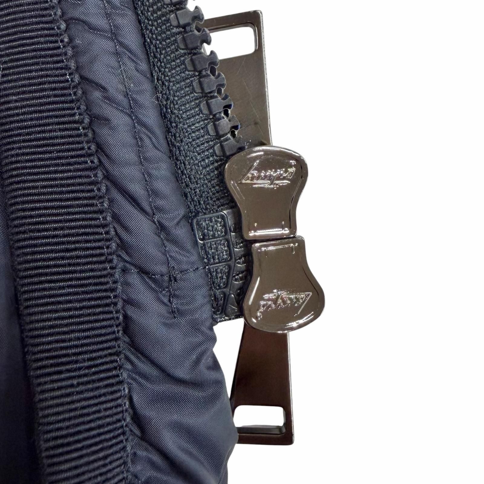 Moncler Hermine Logo Patch Hooded Double Zip Down Jacket Coat Navy 00 — view 7