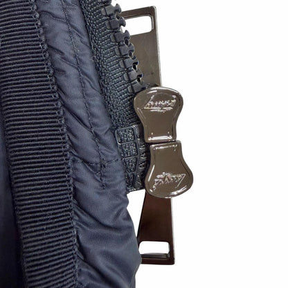 Moncler Hermine Logo Patch Hooded Double Zip Down Jacket Coat Navy 00 — view 7