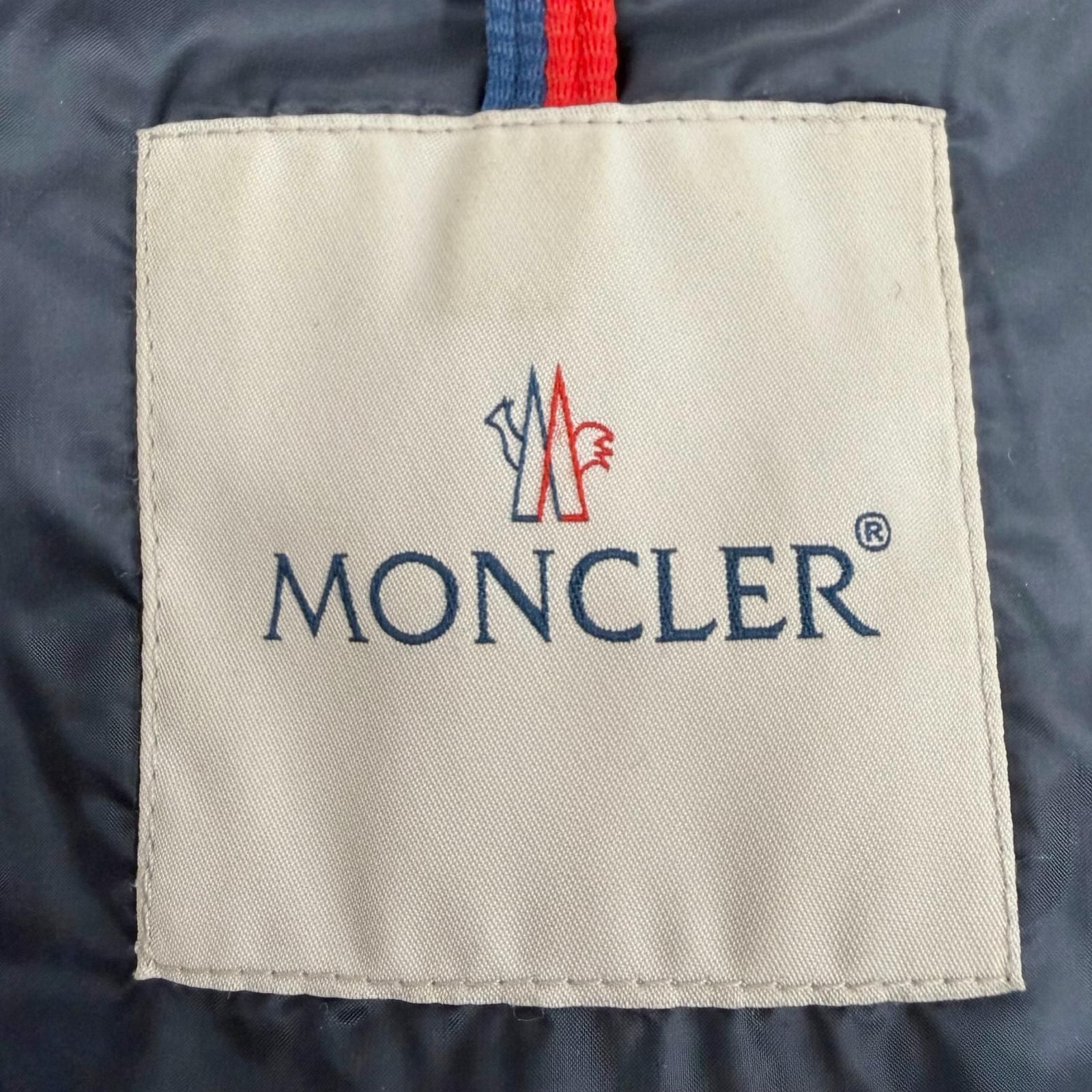 Moncler Hermine Logo Patch Hooded Double Zip Down Jacket Coat Navy 00 — view 8