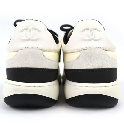 Chanel Leather Suede CC Logo Sneakers Ivory Black — view 6