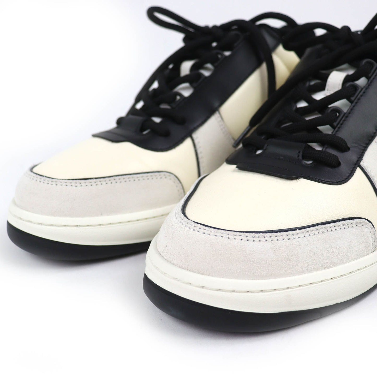 Chanel Leather Suede CC Logo Sneakers Ivory Black — view 5