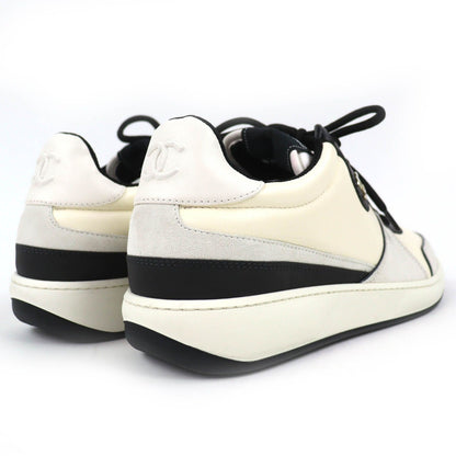Chanel Leather Suede CC Logo Sneakers Ivory Black — view 7