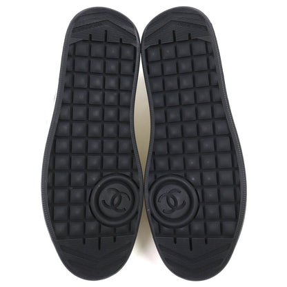 Chanel Leather Suede CC Logo Sneakers Ivory Black — view 8
