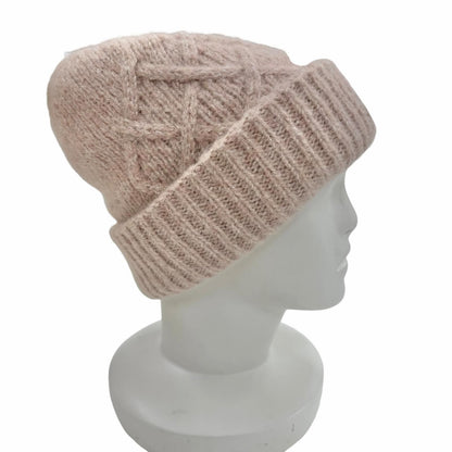 Moncler Berretto Tricot Alpaca Blend Logo Patch Silver Lame Knit Cap Pink Hat — view 4