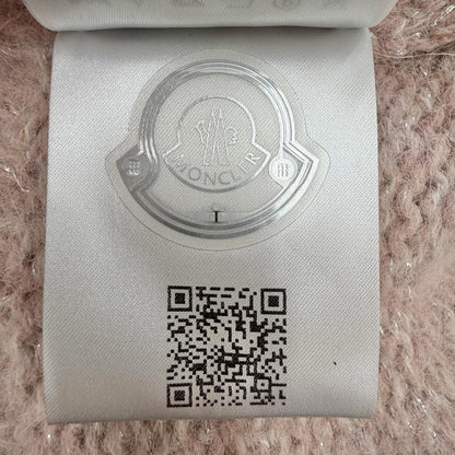 Moncler Berretto Tricot Alpaca Blend Logo Patch Silver Lame Knit Cap Pink Hat — view 9