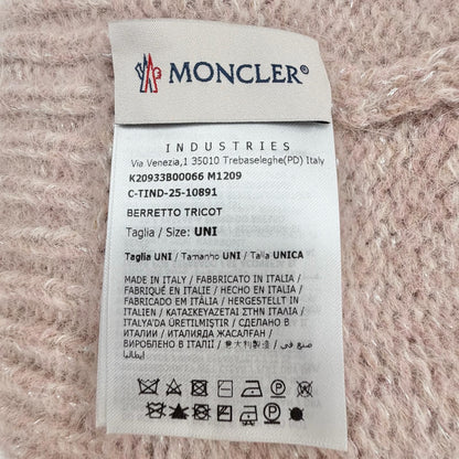 Moncler Berretto Tricot Alpaca Blend Logo Patch Silver Lame Knit Cap Pink Hat — view 7