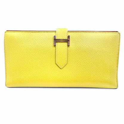 Hermes Bearn Souffle Verso Veau Epsom Lime Terbatue Bicolor Silver Wallet