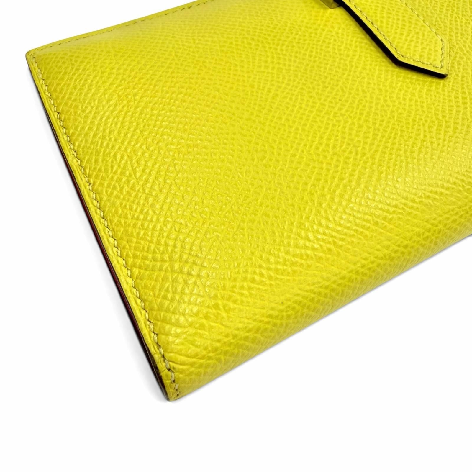 Hermes Bearn Souffle Verso Veau Epsom Lime Terbatue Bicolor Silver Wallet — view 5