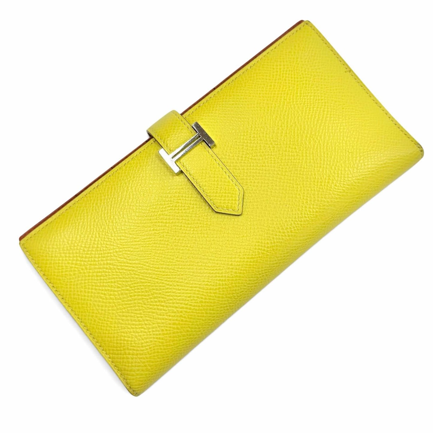 Hermes Bearn Souffle Verso Veau Epsom Lime Terbatue Bicolor Silver Wallet — view 4