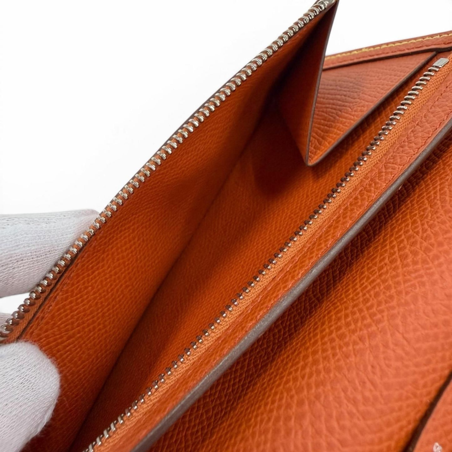 Hermes Bearn Souffle Verso Veau Epsom Lime Terbatue Bicolor Silver Wallet — view 7