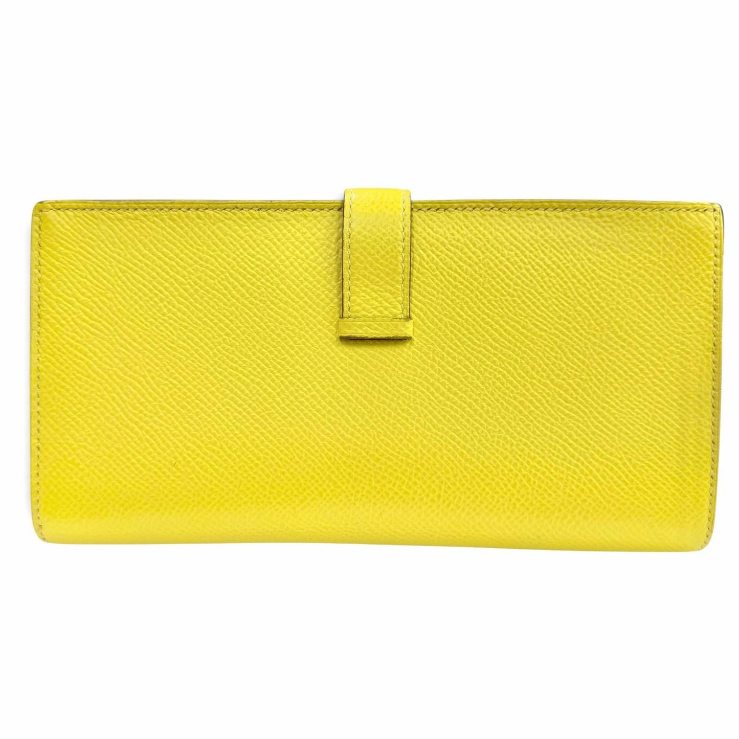 Hermes Bearn Souffle Verso Veau Epsom Lime Terbatue Bicolor Silver Wallet — view 3