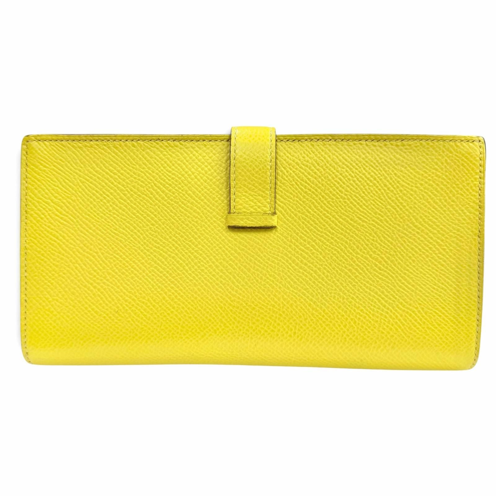 Hermes Bearn Souffle Verso Veau Epsom Lime Terbatue Bicolor Silver Wallet — view 3