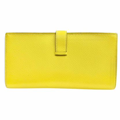 Hermes Bearn Souffle Verso Veau Epsom Lime Terbatue Bicolor Silver Wallet — view 3