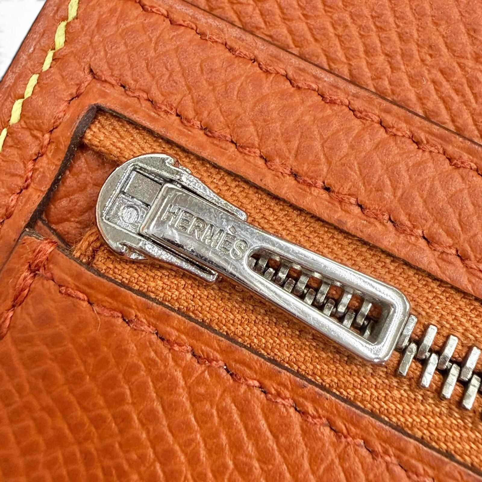 Hermes Bearn Souffle Verso Veau Epsom Lime Terbatue Bicolor Silver Wallet — view 9