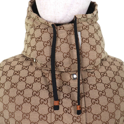 Gucci GG Leather Patch Cotton Down Jacket Brown 36 — view 4