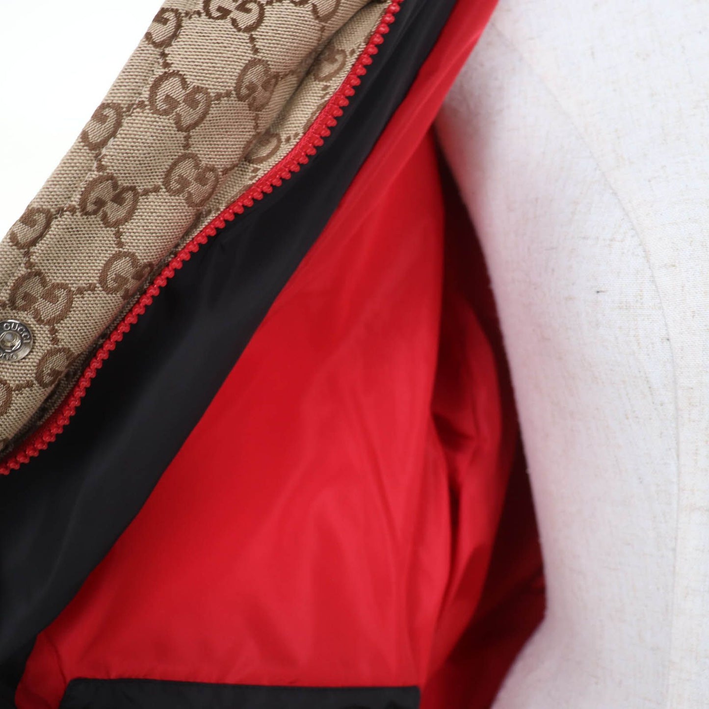 Gucci GG Leather Patch Cotton Down Jacket Brown 36 — view 5