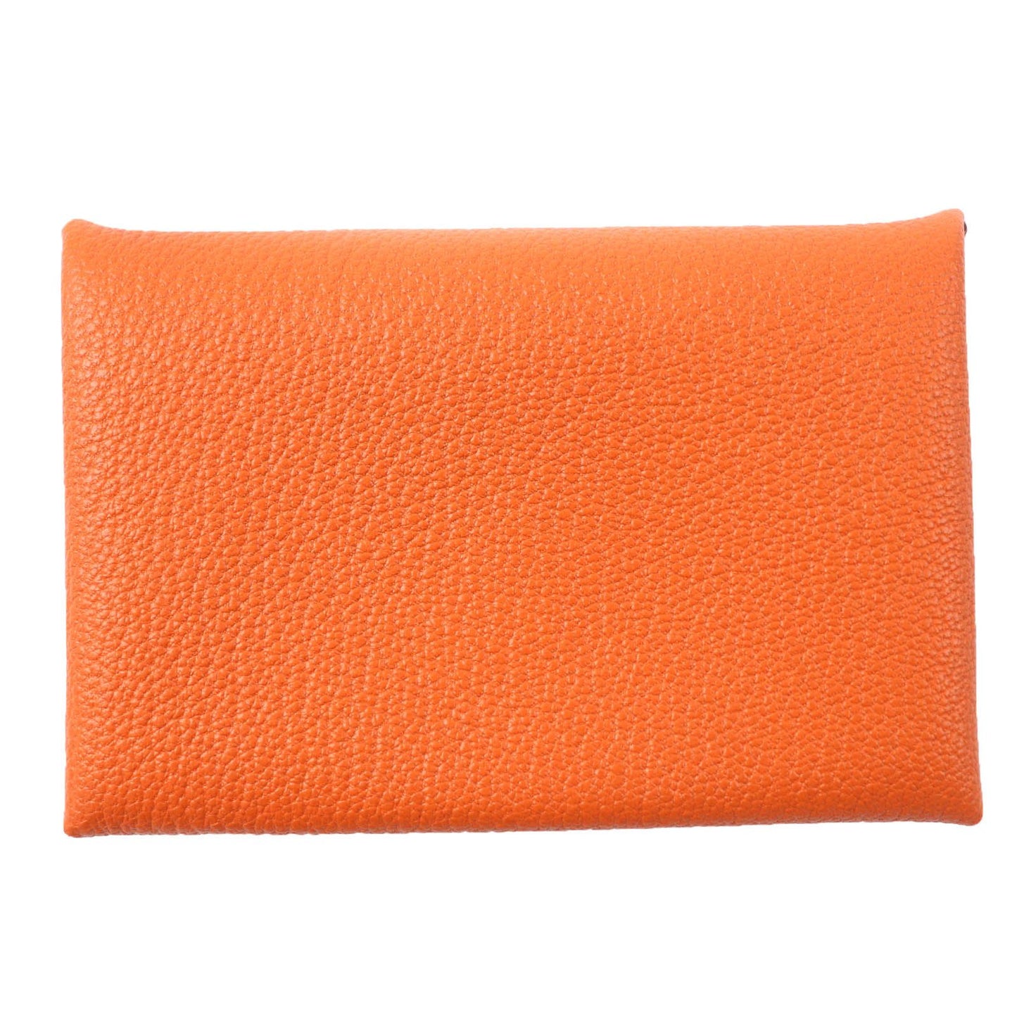 Hermes Calvi Chevre Business Card Holder Case Orange — view 3
