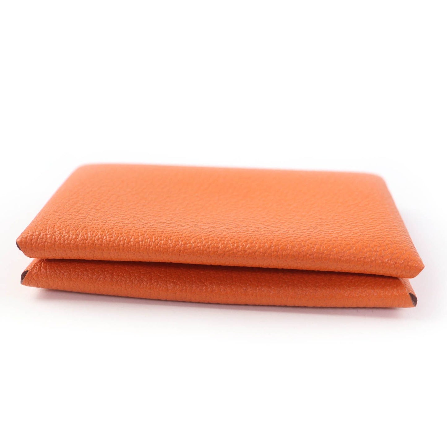 Hermes Calvi Chevre Business Card Holder Case Orange — view 4