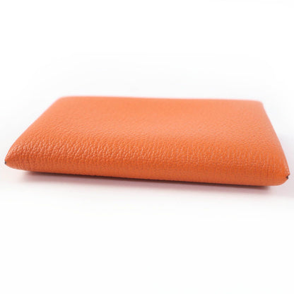 Hermes Calvi Chevre Business Card Holder Case Orange — view 5