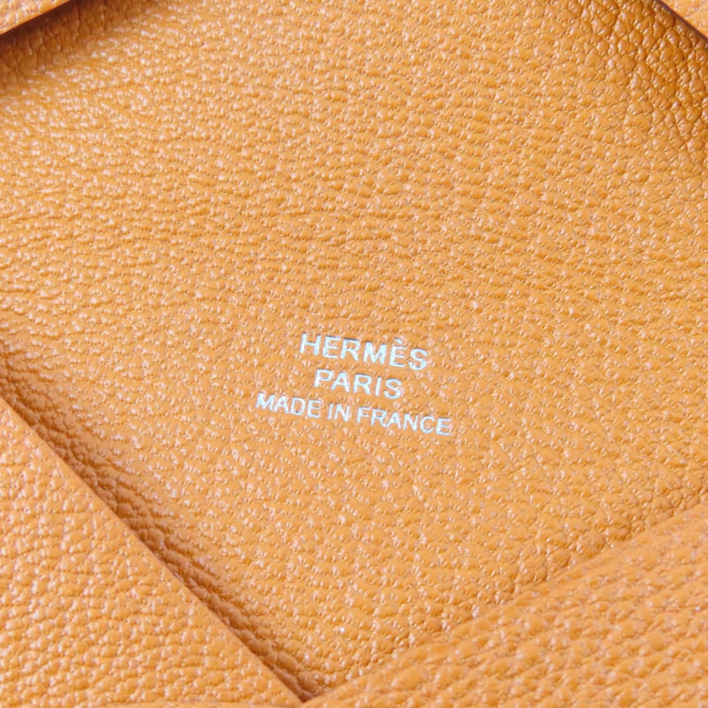 Hermes Calvi Chevre Business Card Holder Case Orange — view 7
