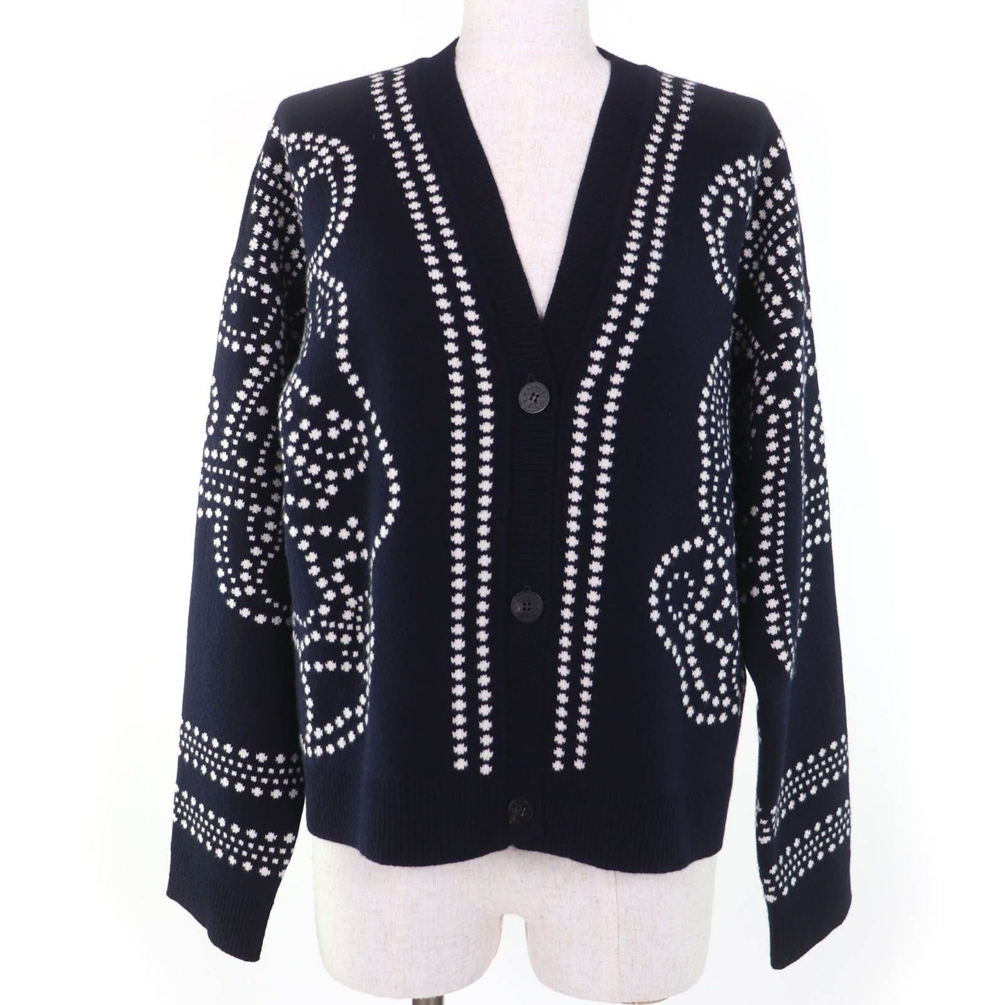 Hermes Brides de Gala Ceremony Bridle Cashmere Long Sleeve Knit Cardigan Dark