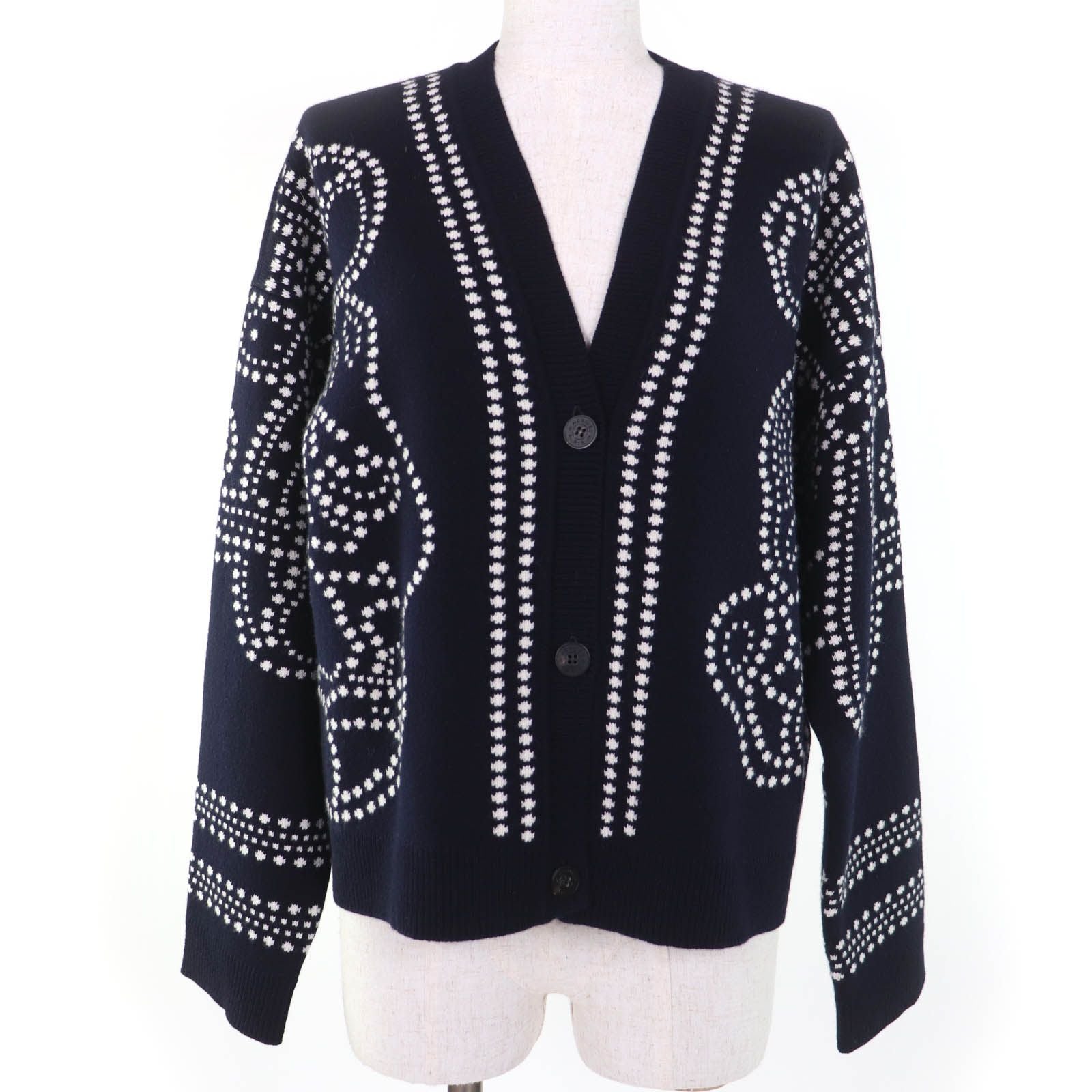 Hermes Brides de Gala Ceremony Bridle Cashmere Long Sleeve Knit Cardigan Dark