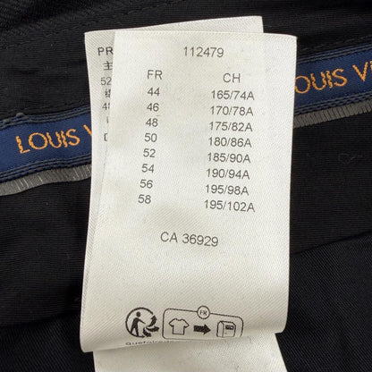 Louis Vuitton Wool Cashmere LV Logo Embroidery Pleated Trousers Pants Black 48 — view 8