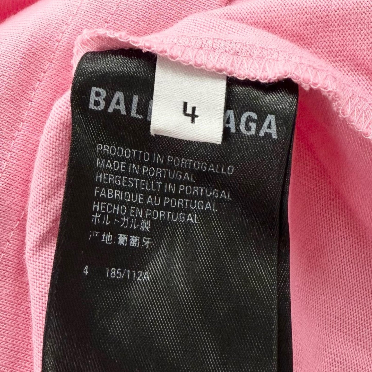 Balenciaga Line Stone Gathered Oversize Short Sleeve T-Shirt Pink 4 — view 7