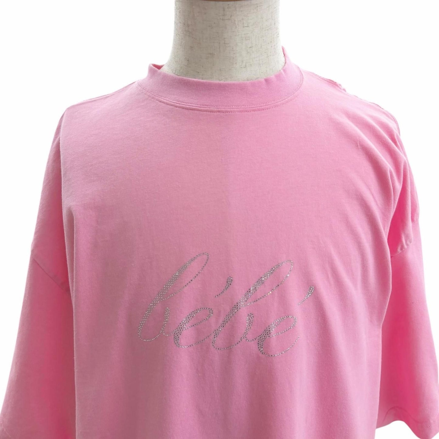 Balenciaga Line Stone Gathered Oversize Short Sleeve T-Shirt Pink 4 — view 2