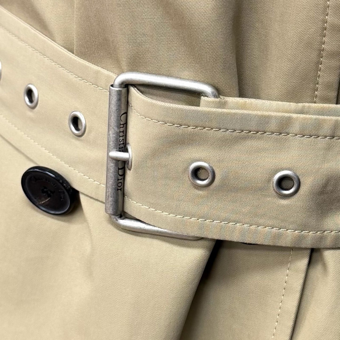Dior Cotton 100% Macro Cannage Quilted with Liner Trench Coat Beige — view 6