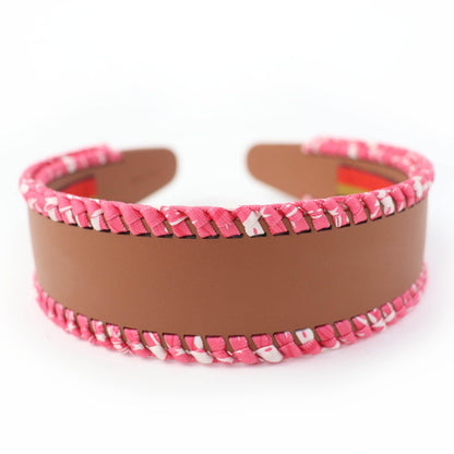 Hermes Gray Silver Series Leather Headband Brown Pink — view 5
