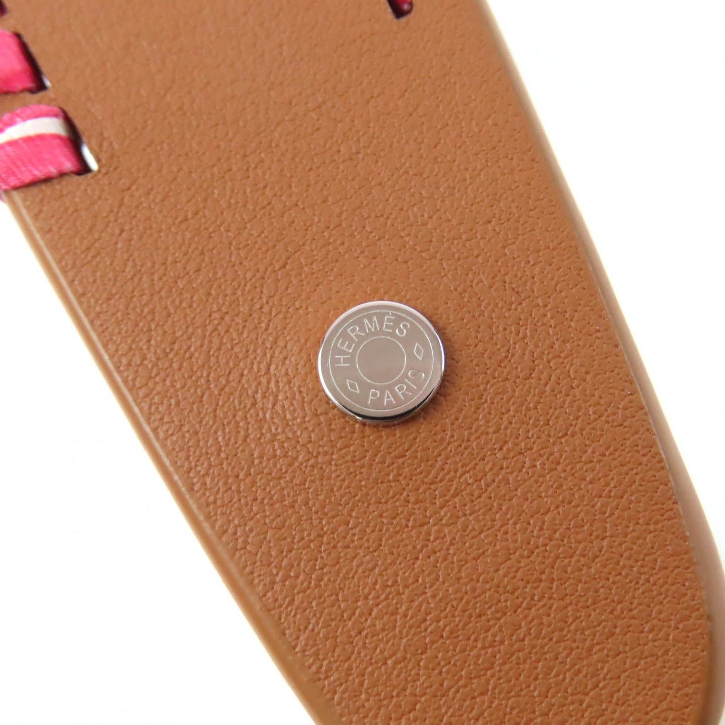 Hermes Gray Silver Series Leather Headband Brown Pink — view 8