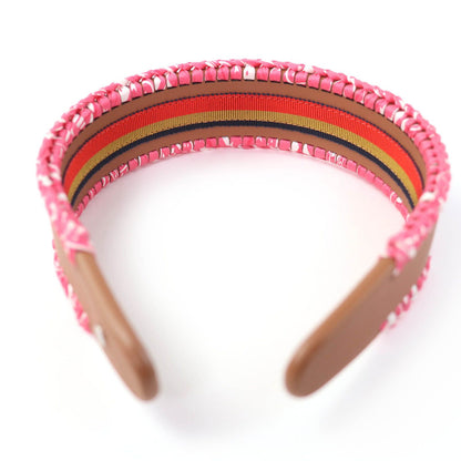 Hermes Gray Silver Series Leather Headband Brown Pink — view 7