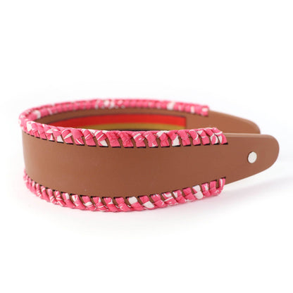 Hermes Gray Silver Series Leather Headband Brown Pink — view 4