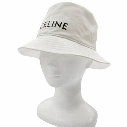 Celine Cotton 100% Logo Print Hat Bucket Hat White