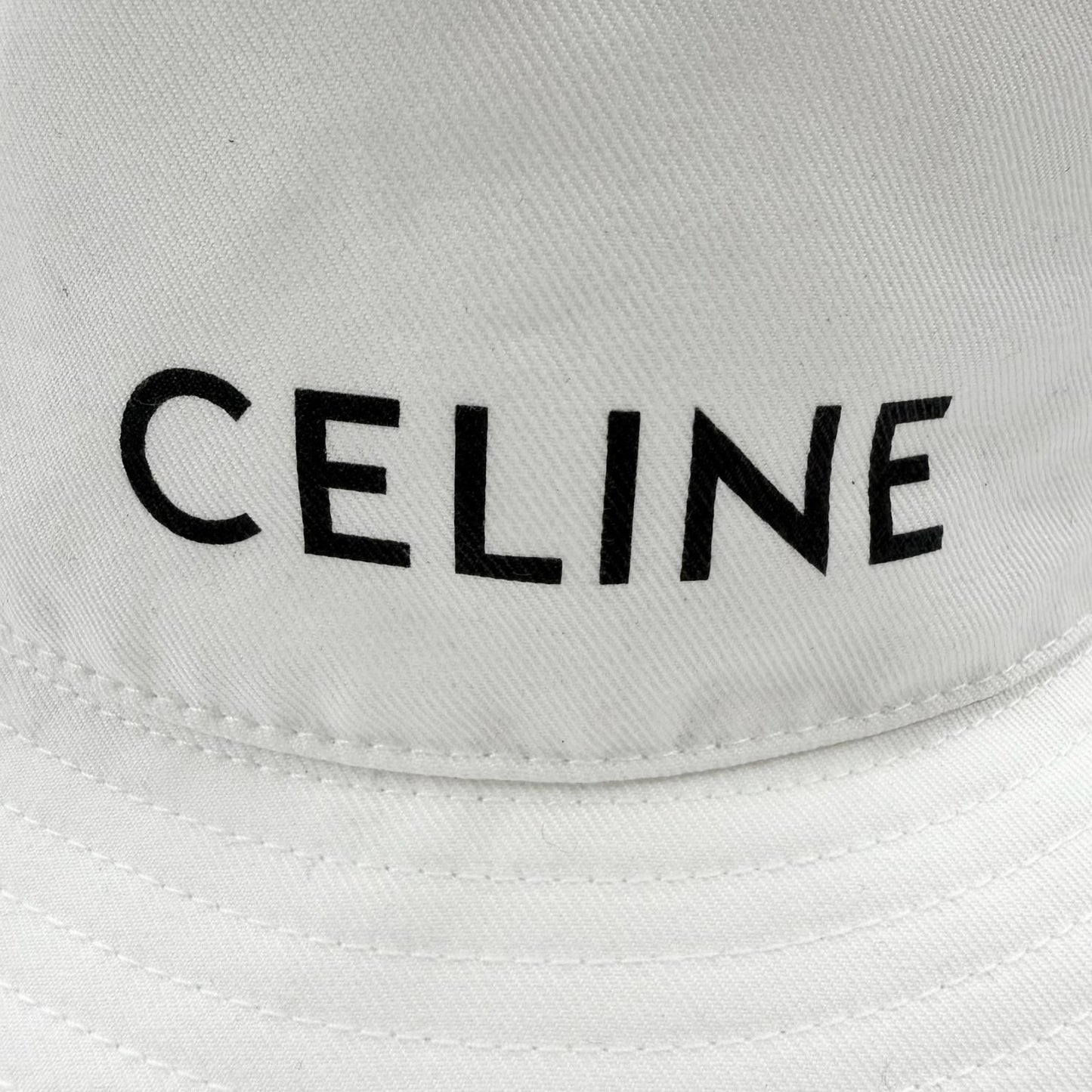 Celine Cotton 100% Logo Print Hat Bucket Hat White — view 6