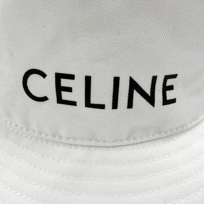 Celine Cotton 100% Logo Print Hat Bucket Hat White — view 6